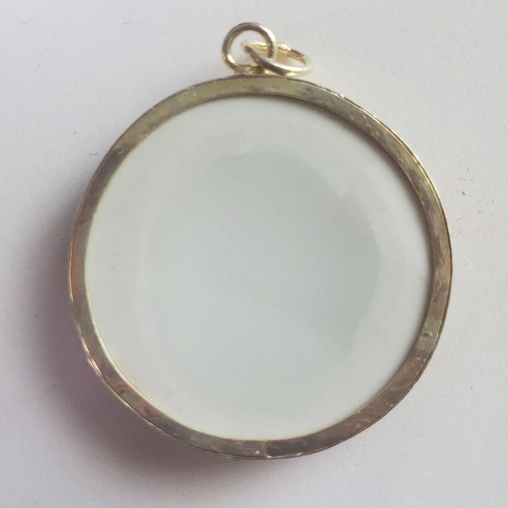 Red Crowned Japanese Crane Vintage Bird Transferware China Pottery Shard Pendant